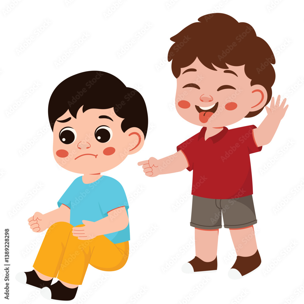Boy Insulting His Friends Character Stop Bullying Illustration Boy Insulting His Friends Character Stop Bullying Illustration