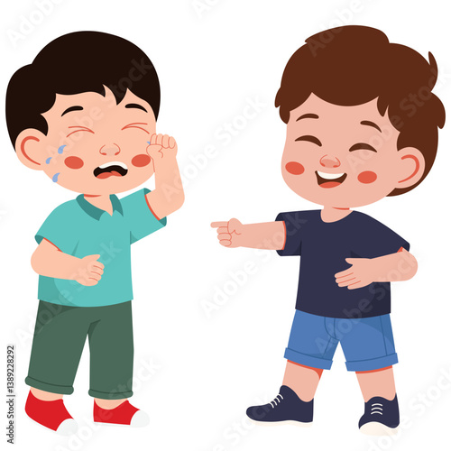 Boy Laughing His Friends Character Stop Bullying Illustration