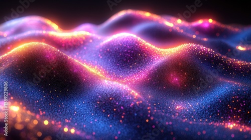 Abstract glowing particles landscape
