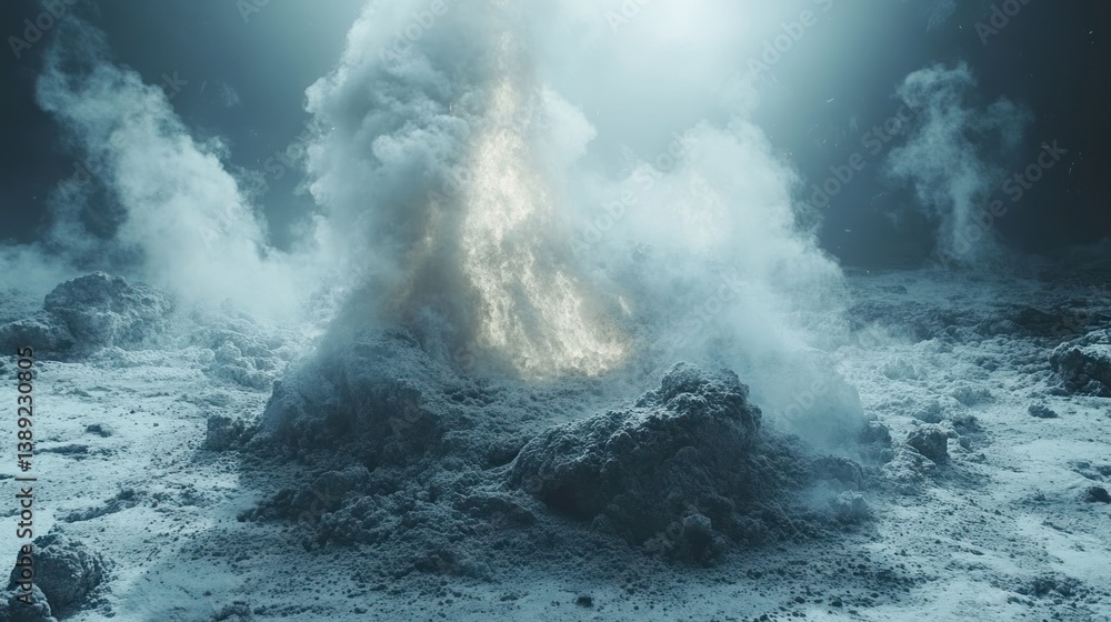 Fototapeta premium Alien landscape with volcanic fire