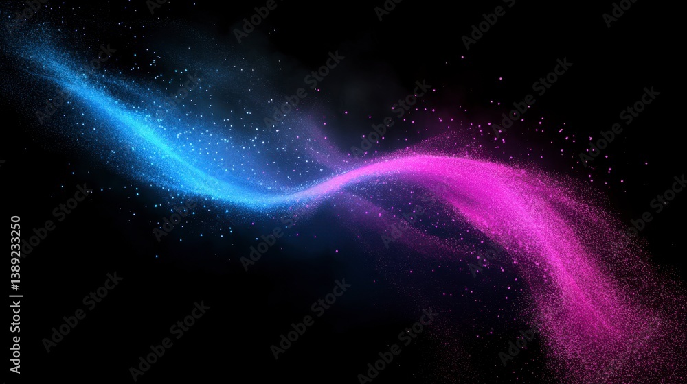 Abstract Colorful Wave with Particles Flowing on a Dark Background Abstract Colorful Wave with Particles Flowing on a Dark Background
