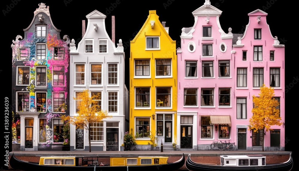 Obraz premium Colorful European canal houses