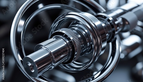 Intricate Close Up Of Shiny Chrome Metal Component With Circular Design