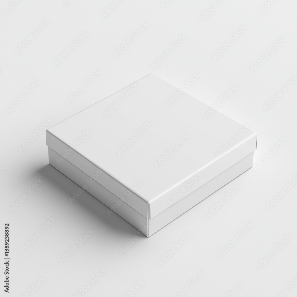 Square White Box with Lid in a Clean Studio Product Shot Square White Box with Lid in a Clean Studio Product Shot