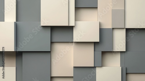 Abstract geometric beige and grey square pattern.
