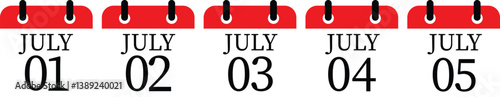 July calendar icon set.Calendar Event schedule date. Meeting appointment time. Agenda plan, May month schedule calendar and Time planner.calendar date icon on white background.