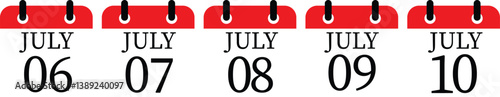 July calendar icon set.Calendar Event schedule date. Meeting appointment time. Agenda plan, May month schedule calendar and Time planner.calendar date icon on white background.