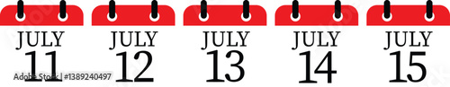 July calendar icon set.Calendar Event schedule date. Meeting appointment time. Agenda plan, May month schedule calendar and Time planner.calendar date icon on white background.