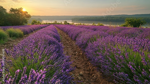 Wallpaper Mural Lavender field at sunrise Torontodigital.ca