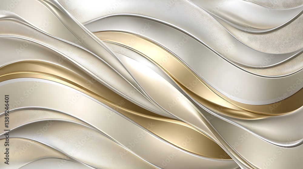 Obraz premium Abstract gold and white wavy pattern.