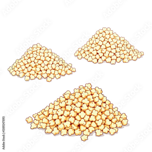Heaps of popped quinoa grains creating a healthy snack