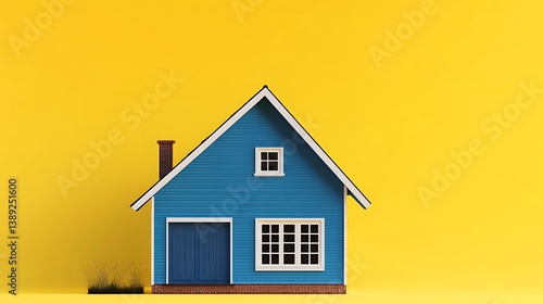 Wallpaper Mural Blue house on yellow background with empty Torontodigital.ca