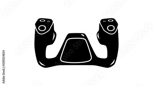 Airplane yoke, black isolated silhouette
