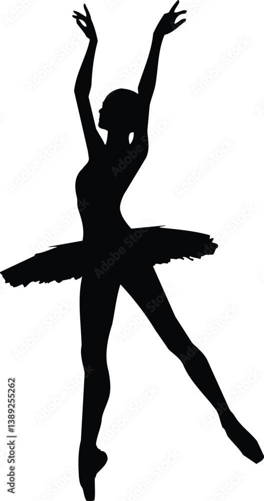 Fototapeta premium Elegant Ballet Dancer Black and White Illustration