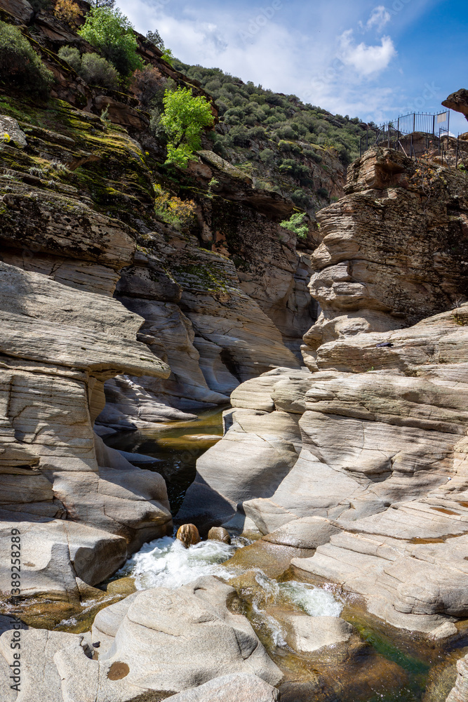 Water flowing through rocks in Tasyaran natural park in Turkey Water flowing through rocks in Tasyaran natural park in Turkey