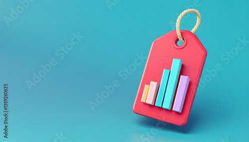 red price tag with colorful bar graph symbolizes cost cutting strategies