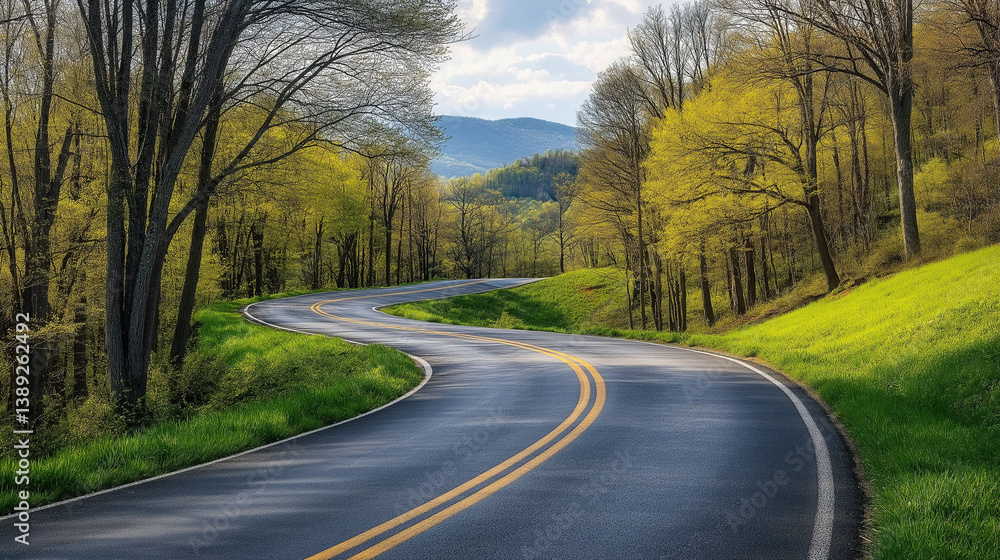 Fototapeta premium Strada di montagna in primavera