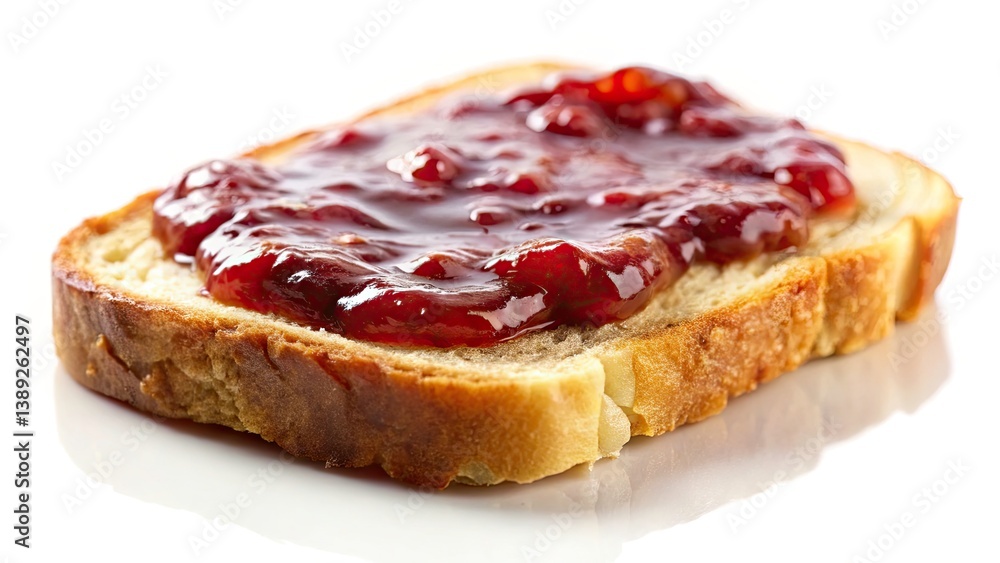 Tilt-Shift Miniature Bread with Jam, Closeup Food Photography, Isolated White Background Tilt-Shift Miniature Bread with Jam, Closeup Food Photography, Isolated White Background