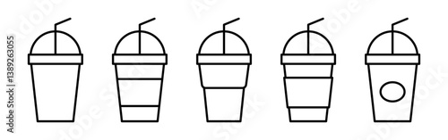 Vector isolated Beverage Cup icon set in black outline
