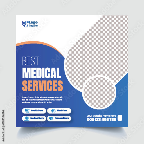 Dental care editable social media post, banner ad template, dentist medical health care social media square flyer or poster template design