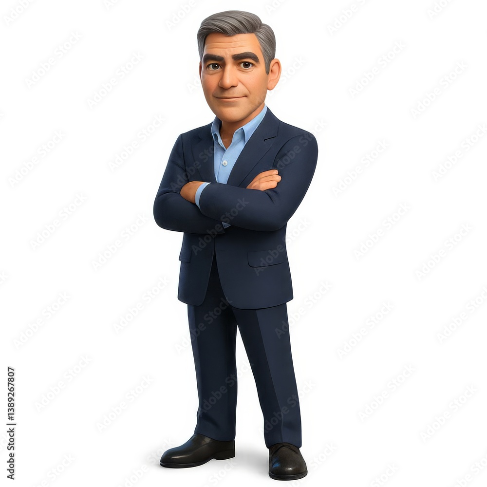 3D Representation of Professional Man in Ocean-Themed Setting 3D Representation of Professional Man in Ocean-Themed Setting
