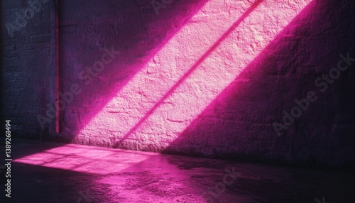 Shimmering pink neon casting soft shadows on a velvety dark wall.