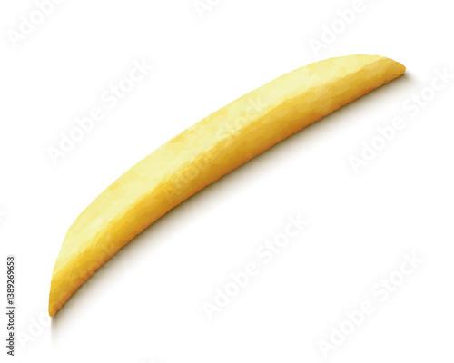 Delicious french fries. Roasted potato in deep fat fry oil. Yellow sticks, isolated on white background. Fast Food. Unhealthy tasty food. Realistic 3d vector illustration.