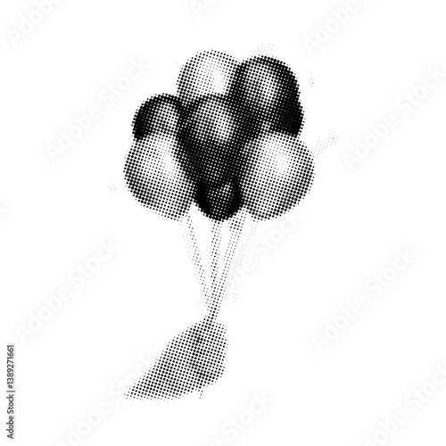 retro halftone collage hand holding balloons,trendy collage element for celebration