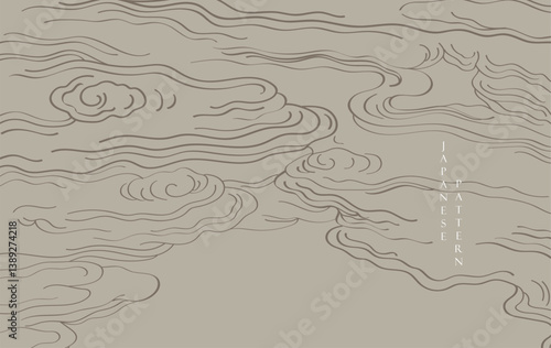 Abstract template with geometric wave pattern. Japanese background with line ocean sea pattern vector. Mountain layout design in oriental style