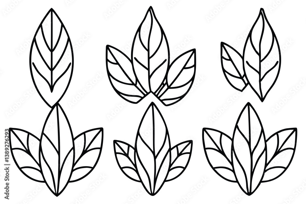 Hyacinth Leaf Line Art Intricate Design for Floral Artwork Creation Hyacinth Leaf Line Art Intricate Design for Floral Artwork Creation