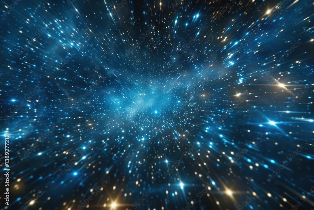 Naklejka premium Cosmic explosion of light and stars in deep space.