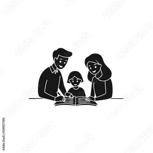 family silhouette, parenting icon, family bonding, father and daughter, mother and son, parents with kids, family dinner, travel with children, child care, parenting vector, daily life family, parent 
