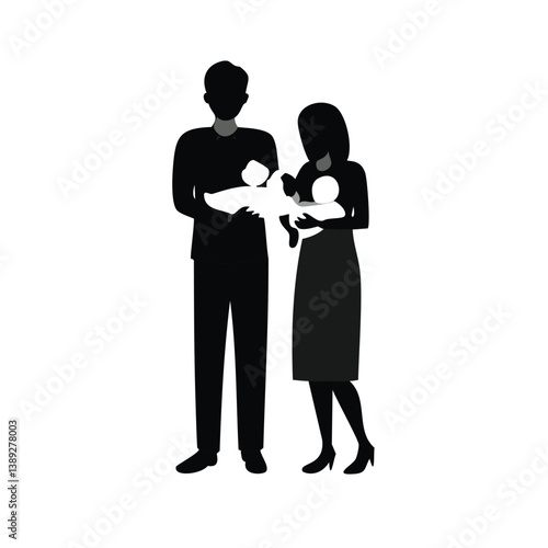 family silhouette, parenting icon, family bonding, father and daughter, mother and son, parents with kids, family dinner, travel with children, child care, parenting vector, daily life family, parent 