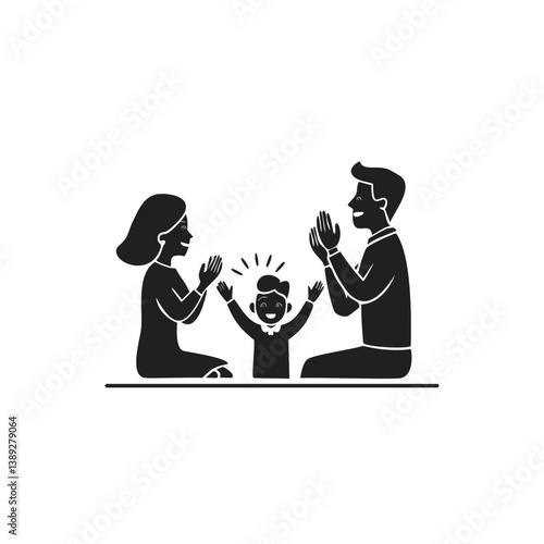 family silhouette, parenting icon, family bonding, father and daughter, mother and son, parents with kids, family dinner, travel with children, child care, parenting vector, daily life family, parent 