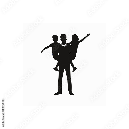 family silhouette, parenting icon, family bonding, father and daughter, mother and son, parents with kids, family dinner, travel with children, child care, parenting vector, daily life family, parent 