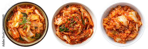 Cabbage Kimchi on bowl, transparent background