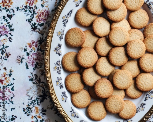 Round biscuits on an antique tray