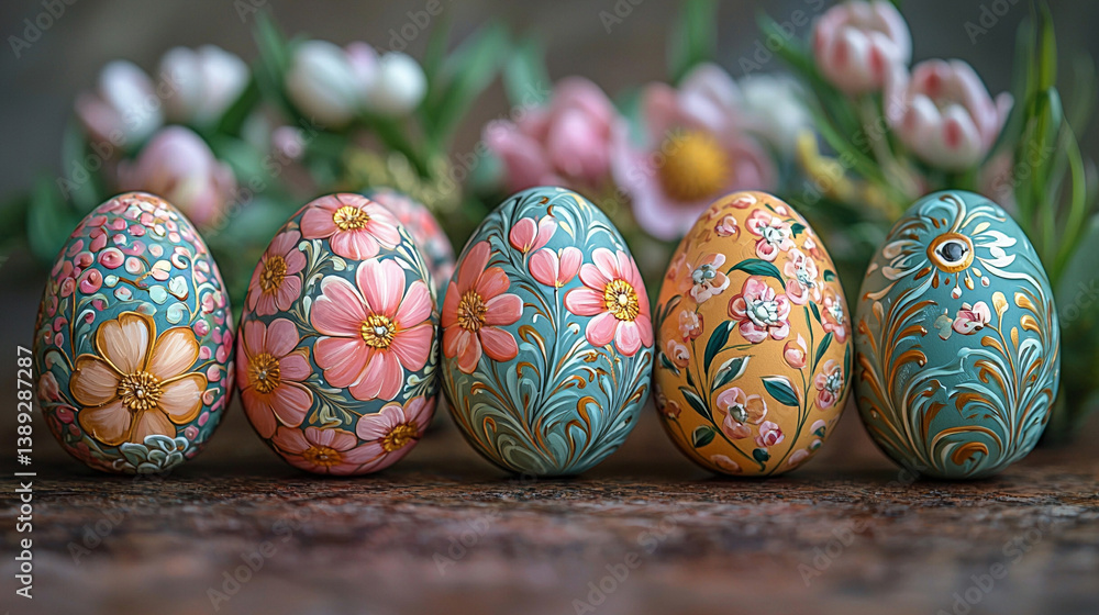 decorated Easter eggs holiday card
