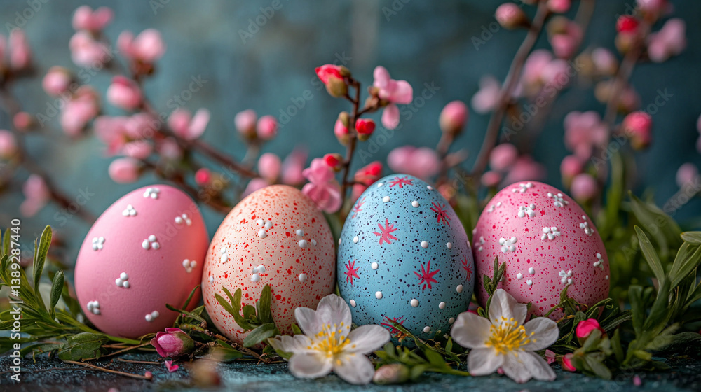 decorated Easter eggs holiday card