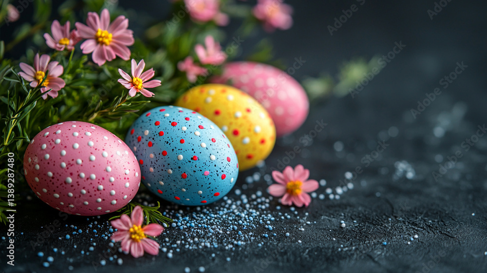 decorated Easter eggs holiday card