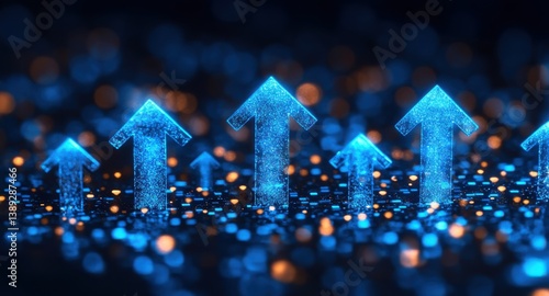 A series of blue and orange arrows are arranged in a row