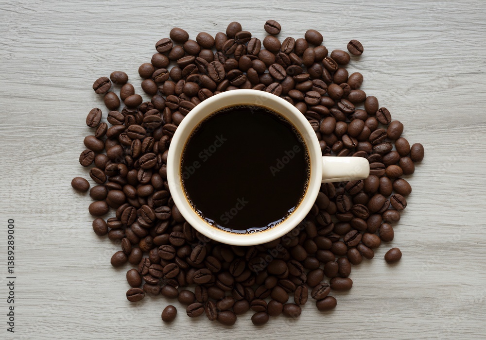 Obraz premium 温かいコーヒー一杯 芳醇な香りと共に 落ち着いた雰囲気を醸し出す