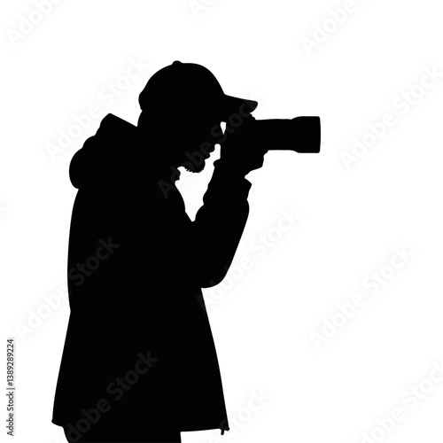 Photographer capturing image silhouette in minimalist style  