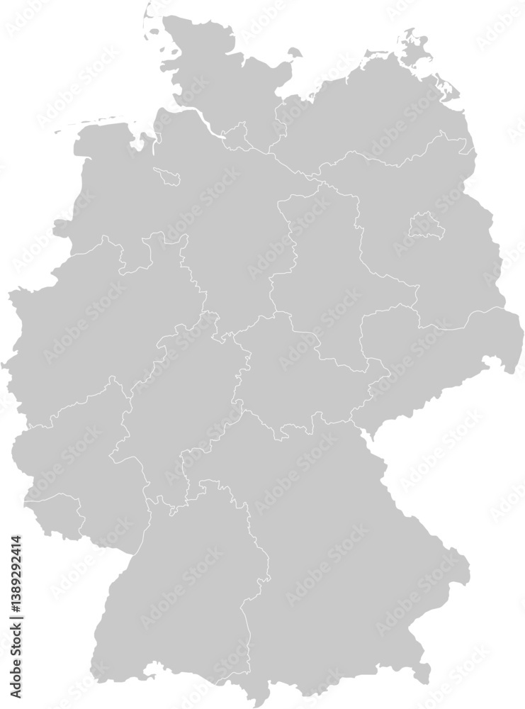Germany administrative vector map with level 1 region boundaries – PPT-compatible & fully editable by region Germany administrative vector map with level 1 region boundaries – PPT-compatible & fully editable by region