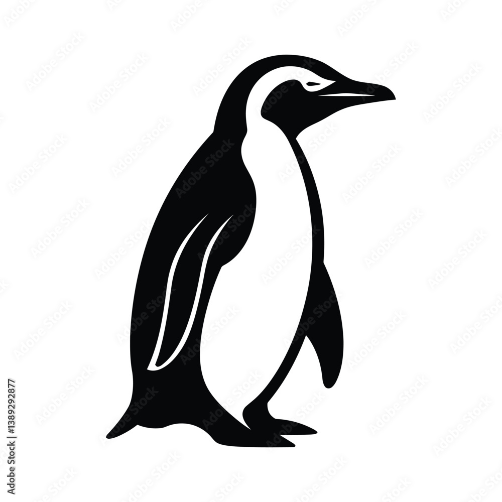 Obraz premium Penguin black silhouette isolated on white background