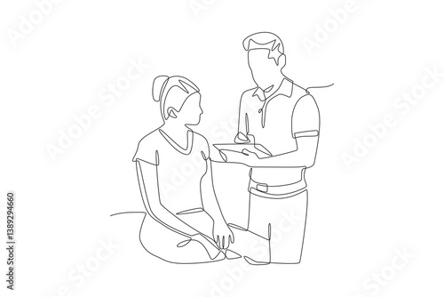 Talk therapy consultations concept one-line drawing