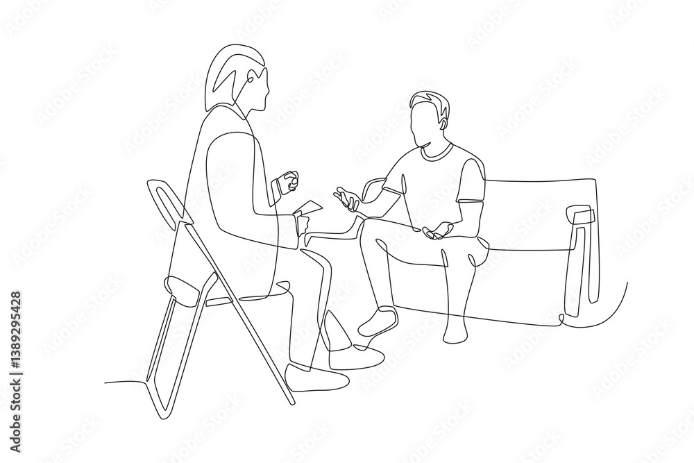 Talk therapy consultations concept one-line drawing Talk therapy consultations concept one-line drawing