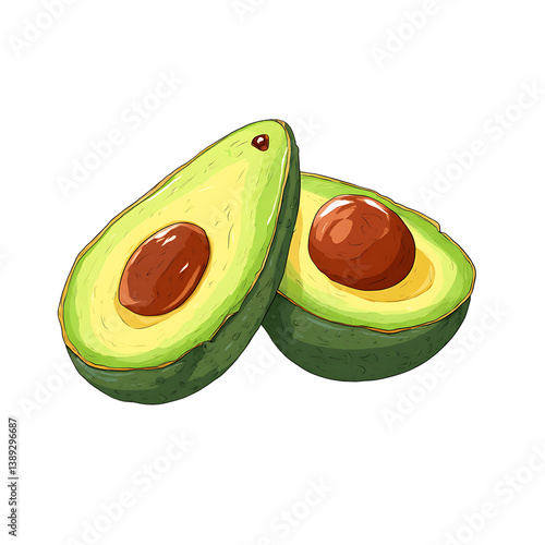 Wallpaper Mural Two avocado halves showcase their vibrant green flesh and large brown pits. Fresh, ripe avocados, ready to be enjoyed as a healthy snack. Torontodigital.ca