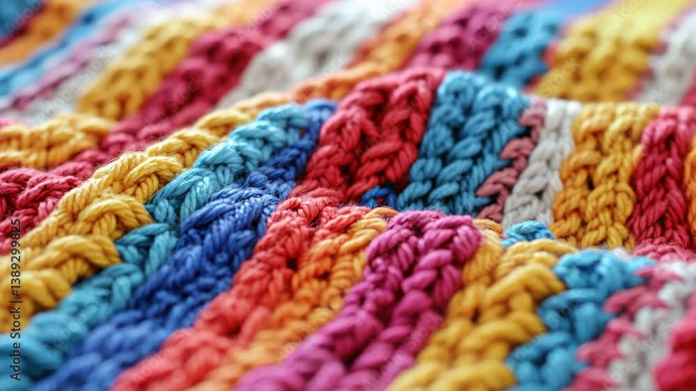 Vibrant Rainbow Knitted Texture: A Close-Up of Colorful Yarn Vibrant Rainbow Knitted Texture: A Close-Up of Colorful Yarn