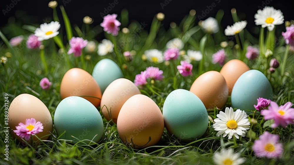 Colorful Easter Eggs Hidden in Lush Green Grass Colorful Easter Eggs Hidden in Lush Green Grass